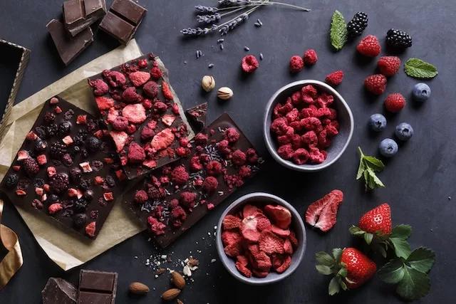 How much fiber per day? Raspberries and chocolate. 